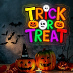 Trick or Treat Neon Sign, Halloween LED Wall Decor Light 14.6x13 Inch by Unknown