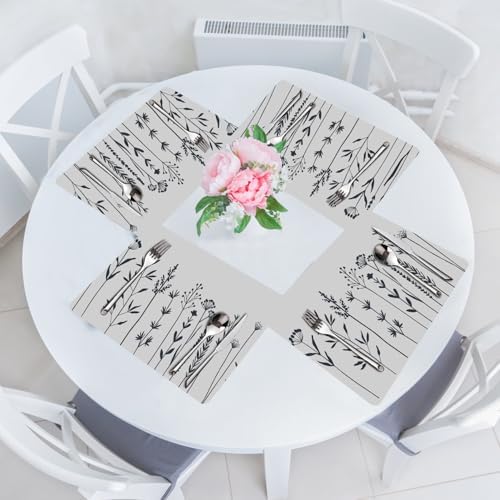 Flower Placemats Set of 4 - Spring Floral Faux Leather Heat Resistant Placemats for Dinner Table, Non-Slip Waterproof Oil-Proof Washable Reusable Placemat for Indoor Outdoor Kitchen, 15.75In*11.81In - Image 7