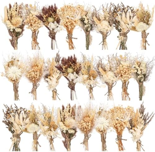 Layhit 24 Pcs Mini Dried Flower Bouquets Boho for Vase, Stylish by ShungLan