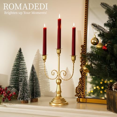 Romadedi Gold 3 Arm 11.8" Candelabra Candle Holders, Set of 2 - Image 4
