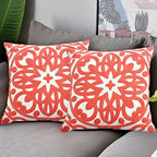 Alysheer Embroidered Decorative Throw Pillow Cover 18"x 18" Set of 2,Coral by Alysheer