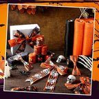 10 Pcs Halloween Ribbon 4 Mesh Ribbon 6 Burlap Wired Edge Ribbons - Image 3