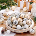 Lunmon 64 Pcs Christmas Ball Ornament Gold Silver White 1.57/1.97/2.36 Inch - Image 4