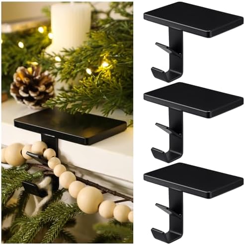 MorningRo 9 Pack 2 in 1 Stocking Holders for Mantle,Black by MorningRo