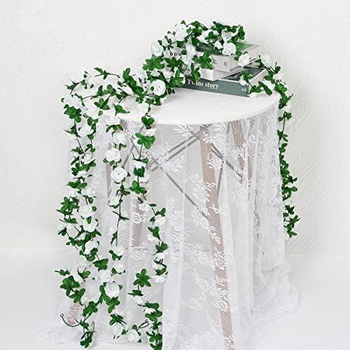 18 Pack 144 FT Artificial Flower Garland Fake White Roses Vines Flowers - Image 4