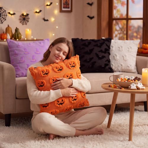 Tiamon 4 Pcs Halloween Throw Pillow Covers 18 x 18 Inch Pillow Cases - Image 5