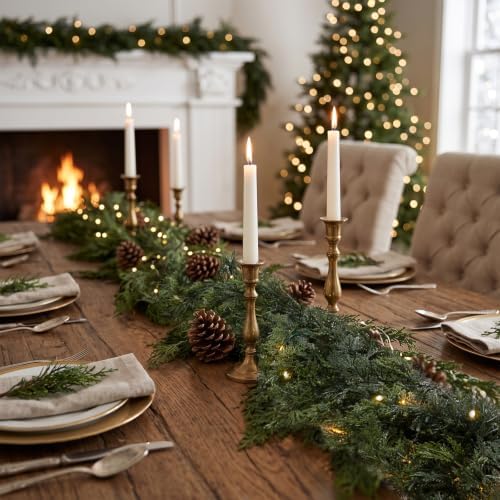 Rowfad 9 FT Pre-lit Christmas Garlands, Real Touch Cedar Pine Garland - Image 5