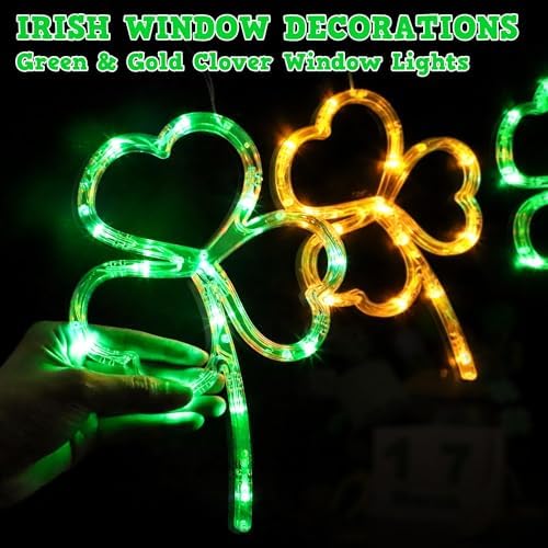 [Timer] 3 Pack St Patricks Day Decorations Shamrock Window Lights - Image 6