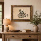 Gold Framed Dog on Fish Wall Art, Funny Animal Canvas Print, 16x12 - Image 3