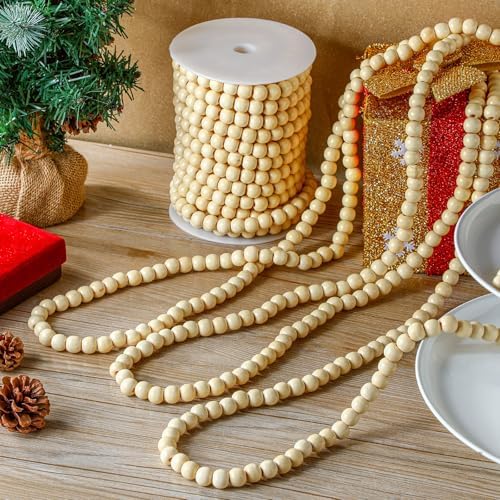 Giegxin 2 Pcs Wood Bead Garland for Christmas Tree 66 Feet Farmhouse - Image 5