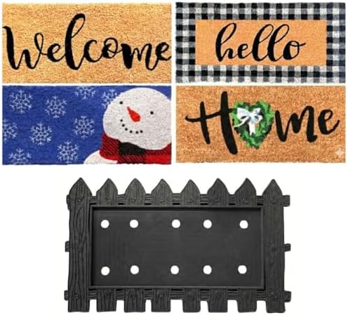 Autumn Alley Interchangeable Welcome Mat Set – Farmhouse Door Mat with Rubber Base & 4 Seasonal Coir Inserts – Swap Designs for Every Season – 18x30 Outdoor Front Porch Mat by AutumnAlley