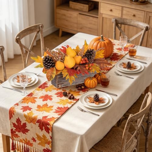 9" Artificial Fall Centerpiece with Golden Pears, Pinecones, Maple Leaves - Image 2