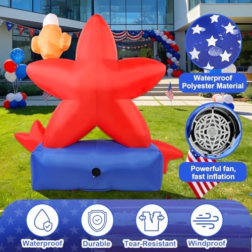 4th of July Inflatables 5.5FT American Star Blow Up Yard Decorations - Image 5