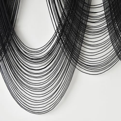 Black Macrame Wall Hanging 5 Panel Boho Wall Decor Fiber Art 68"W *46"L - Image 7