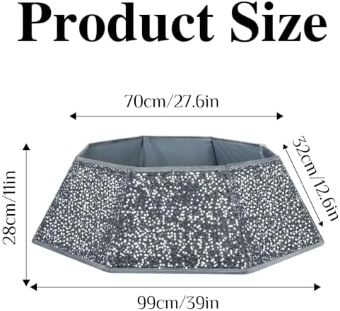XmasExp Christmas Tree Collar, 39 inch Sequin Tree Skirt Stand Base Cover for Home Decor (Silvergrey, X-Large) - Image 2