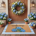 Tinideya 2 Pcs Hydrangea Floral Layered Doormat Set by Tinideya