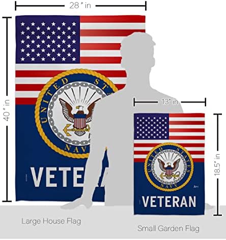 US Navy Veteran Garden House Flag - Kit Armed Forces USN Seabee United State American Military Retire Official - Decoration Banner Small Yard Gift Double-Sided Made in USA 28 X 40 - Image 2