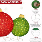 Hykolity 2 Pack 30" & 24" Pop-Up Iron Christmas Ornament Set, 230 Warm White LEDs with UL Transformer, 8 Light Functions & 18H Timer, Red & Green - Image 6