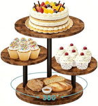 4 Tier Rotating Wooden Cupcake Tower Stand, Round 360° Rotatable Dessert Tiered Tray Display Holds 50 Cupcakes, Farmhouse Cake Cookie Stand for Wedding Birthday Baby Shower Tea Party Dessert Table by ngsiiohun