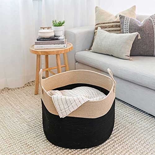 OrganiHaus Round Toy Basket & Blanket Basket, Cotton Rope 20x13" - Image 6