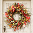 22" Berry Branches Fall Wreath with Colorful Mixed Leaves, Flowers & Twigs by Montekin