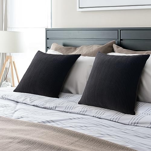 YCOLL Black Pillow Covers 24x24 Set of 2 Velvet Striped Pattern - Soft Throw Pillows for Home Decor, Luxury Decorative Pillow Covers for Couch, Bed,Living Room - Image 5