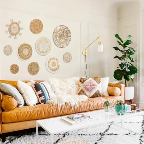 Set of 10 Boho Wall Basket Decor Wicker Woven Wall Basket Decoration - Image 5