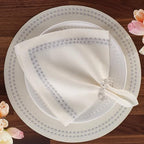 Bodrum Pearls Round Embroidered Placemats Set of 4 – 15" Elegant Table Mats for Dining, Weddings & Special Occasions, Decorative, Wipe-Clean Vinyl Placemats, Antique White/Silver - Image 4