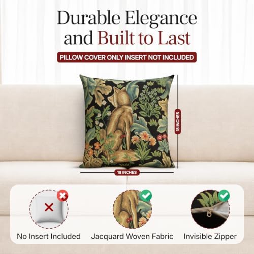 William Morris Black Tapestry Throw Pillow Cover 18 x 18 in With Zipper - Image 2