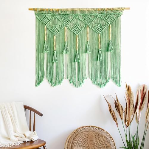 Youngeast Large Macrame Wall Hanging Macrame Headboard for Bedroom Window Curtains Boho Wall Decor Art tapestry Tassel Woven Wall Backdrop 31”X39” (Wood Dowels Not Included) - Image 4