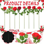 Lyrow 60 Pack Red Roses Artificial Flowers Bulk Hanging Floating Garland Fake Red Rose Vine for Ceiling Decoration Wedding Anniversary Bridal Bouquet DIY Floral Arrangement Proposal Romantic Decor - Image 3