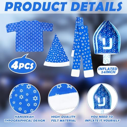 Maiteenly Hanukkah 12 ft Skeleton Costumes Accessories Giant Chanukah Hat Skeleton Clothing Inflatable Dreidel for Party Lawn - Image 4