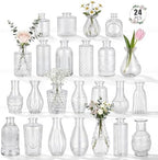 24 Pack Glass Bud Vase in Bulk - BEAHOT Clear Flower Vases for Wedding Decorations, Mini Vase for Centerpiece Table Decorations, Small Boho Vase for Home, Wedding Decor, Mother's Day, Party, Office by BEAHOT