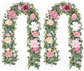Waipfaru 2Pcs Artificial Flower Garland Decorations, 12.14Ft Eucalyptus Greenery Vines with Pink Roses for Wedding Table Runner Centerpieces Backdrop Room Decor (Pink) by Waipfaru