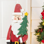 Glitzhome 30"H Christmas Chunky Wood Santa Porch Sign,Standing Santa Porch Decor,Rustic Merry Christmas Welcome Sign for Holiday Party Outdoor Indoor Xmas Decorations - Image 5