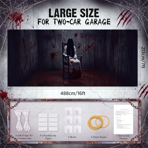 WovWeave 7 x 16 Ft Halloween Garage Door Cover Banner, Ghosts - Image 2