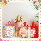 Wesnoy 48 Pcs Spanish Mother's Day Tote Gift Bag Bulk Feliz Dia De Las Madres Gift Bag with Handle Floral Non Woven Candy Bags Reusable for Gifts Wrapping Mother's Day Party Favor, 11.4x10.6x4.7 Inch - Image 4