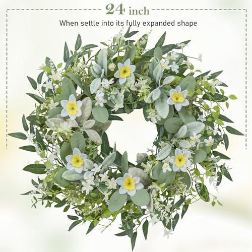 JORNOY 24inch Spring Wreath for Front Door Decor - Image 6