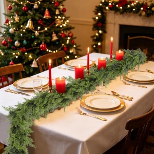 yofit 12FT Cedar Garland Christmas Decorations for Door Frame & Stairs - Image 6