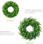 26'' Large Artificial Boxwood Wreath for Front Door Home Décor - Image 4