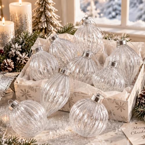 Civaner 9 Pcs Vintage Neutral Christmas Ball Ornaments, Silver by Civaner