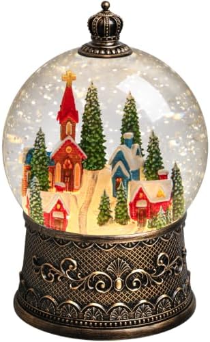 Christmas Decorations Indoor Christmas Snow Globe Lantern, Lighted Musical Village Snow Globe Home Decor with Music Timer Glitter, Santa Church Reindeer Snowglobe, USB or Battery Operated by Gorrzai