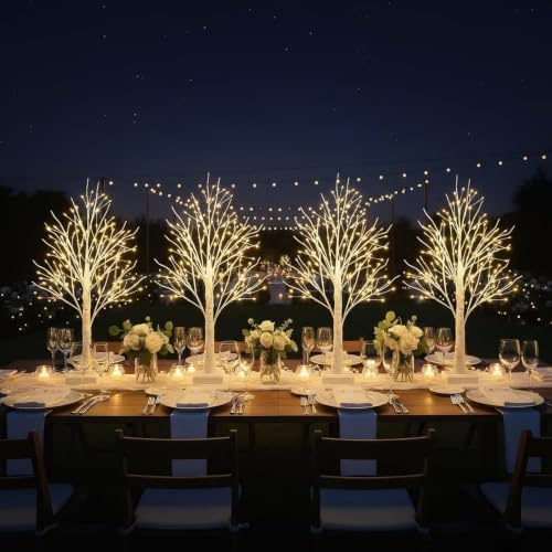 PXBNIUYA 4 Pack Artificial Tree Lamp with Timer,DIY Birch Tree LED Light - Image 2
