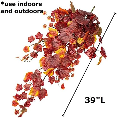 Factory Direct Craft Vibrant Grape Leaf Cascading Artificial Ivy Vine Bush Greenery - Indoor/Outdoor Tuscany Vineyard Winery Hanging Grape Leaves Plant for Home Porch or Patio Decor (39" L) - Image 2