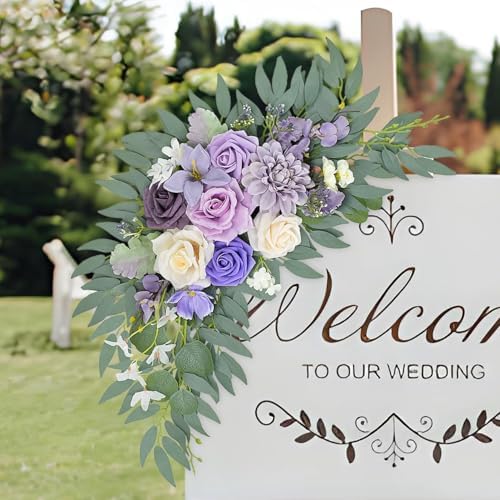 Purple Wedding Arch Flowers Set of 2 - Image 5
