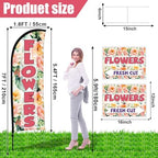 Buryeah 5 Sets Flower Banner Sign Kit Including 1 Flower Feather Flag 4 Double Sided Arrows Signs with Metal Stakes for Outside, Business Advertising, Directional Signage(Pink) - Image 2