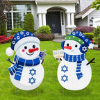 Jenaai 2 Pcs Metal Hanukkah Snowman Yard Signs with Stakes, 16" Outdoor by Jenaai