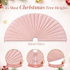 Foilswirl 60 Inch Dusty Pink Velvet Quilted Christmas Tree Skirt - Image 2