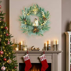 YULETIME 20" Pre-Lit Frosty Nativity Wreath, 10 Fairy Light Battery Powered - Image 2