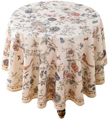 ISAENNE Designer French Round Printed Tablecloth,Diameter 67" by Isaennehomedecoration